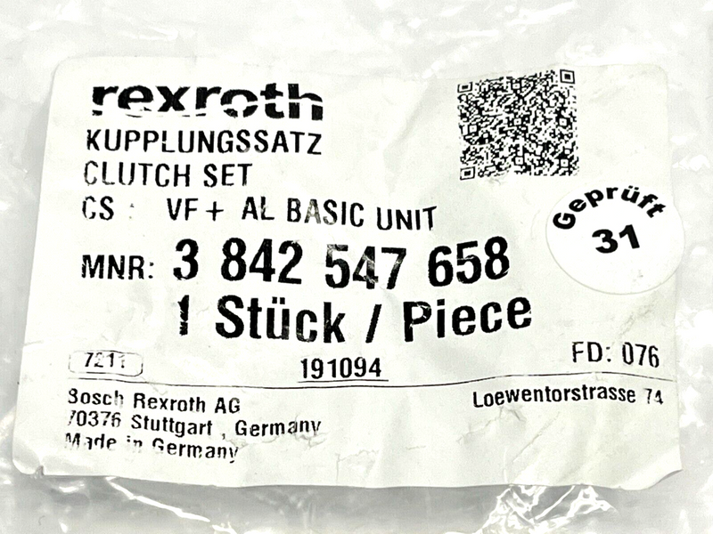 Rexroth 3842547658 Clutch Set VF+ AL Basic Unit - Maverick Industrial Sales