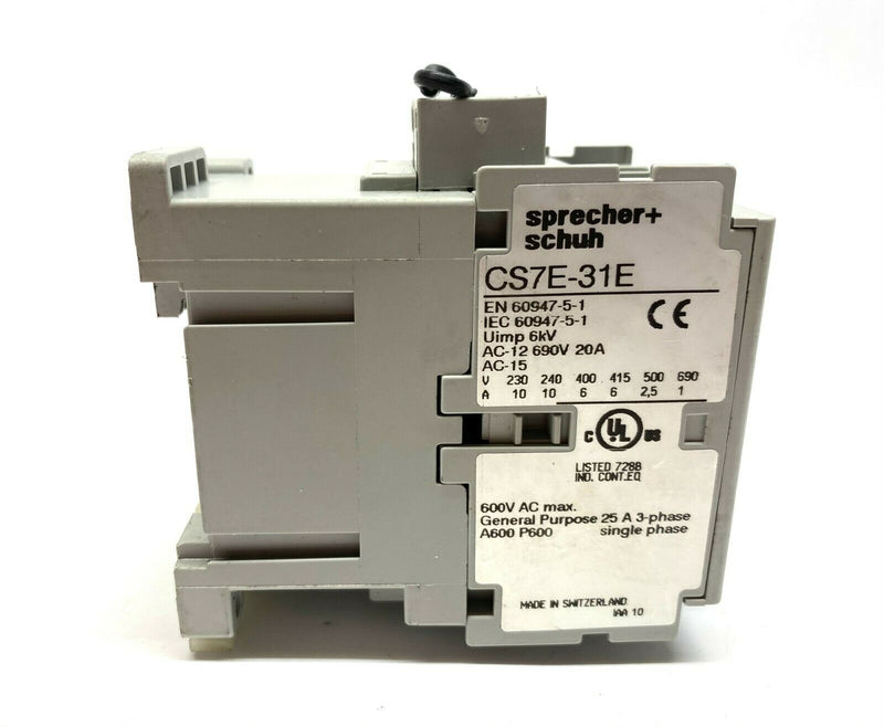 Sprecher+Schuh CS7E-31E-24E Standard Control Relay 4 Pole - Maverick Industrial Sales