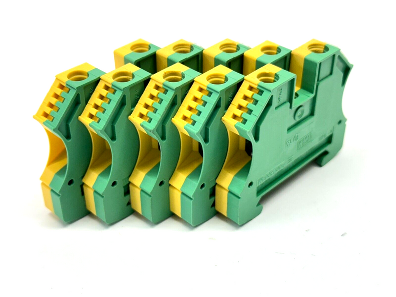 Weidmuller 1010300000 WPE 10 Terminal Ground Block Green/Yellow 10mm2 LOT OF 5 - Maverick Industrial Sales