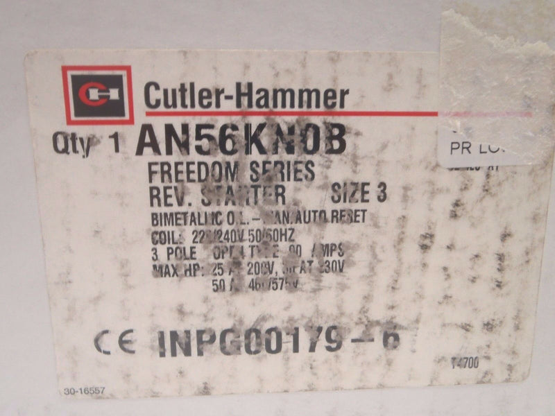 Cutler Hammer AN56KN0B Freedom Series Reversing Motor Starter Auto Manual Reset - Maverick Industrial Sales