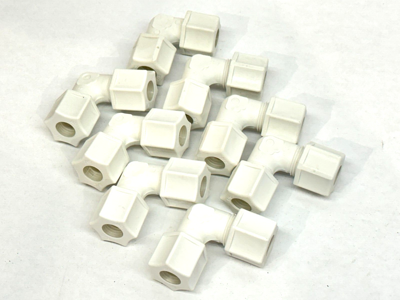 JACO 50-6-P-PG Polypropylene Union Elbow 3/8 OD Tube x 3/8 OD Tube LOT OF 8 - Maverick Industrial Sales