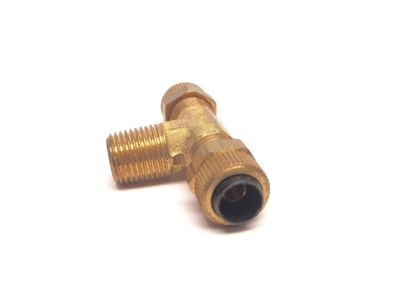 Parker 172P-4-2 / 272P-1/4 Poly Tube Brass Tee 1/4" OD to 1/8" MPT Branch - Maverick Industrial Sales