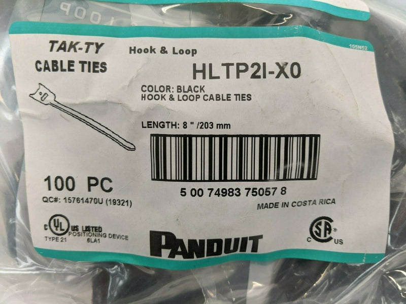 Panduit HLTP2I-X0 Tak-Ty Hook & Loop Cable Tie 8" PKG OF 100 - Maverick Industrial Sales
