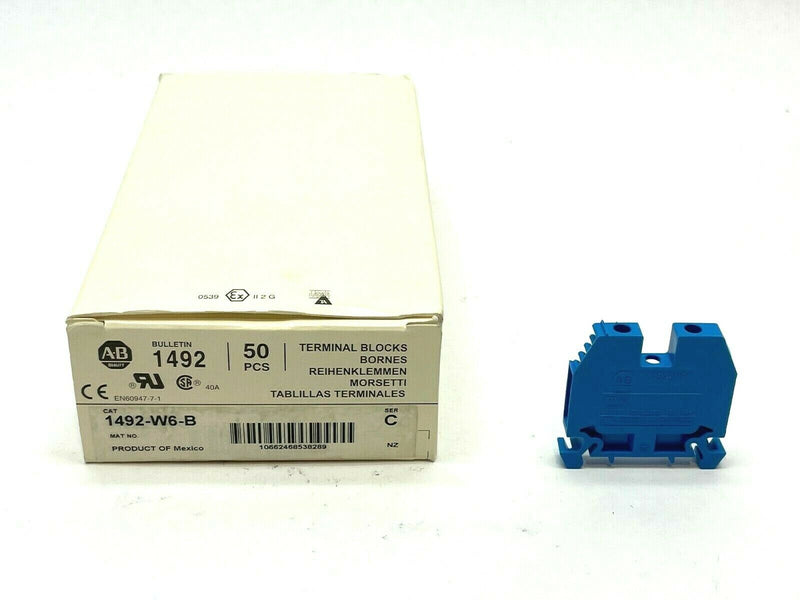 Allen Bradley 1492-W6-B Ser. C Terminal Blocks Blue PKG OF 50 - Maverick Industrial Sales