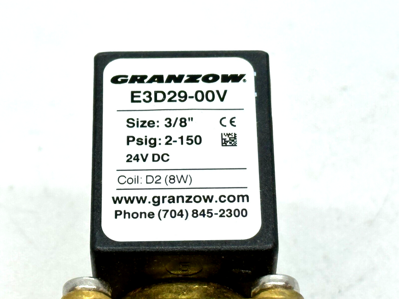 Granzow E3D29-00V Solenoid Valve 2-Way 3/8" 2-150PSI 24VDC - Maverick Industrial Sales