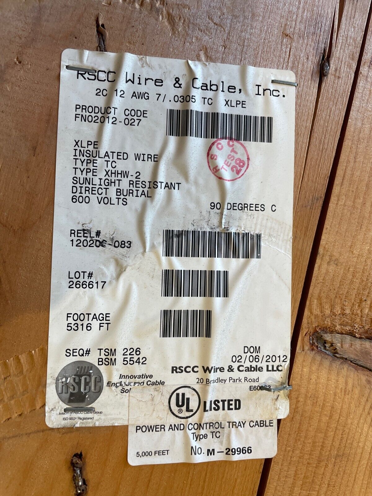 RockbestosSurprenant FN02012027, 2/C 12 AWG Copper TC XLPE Wire Cabl