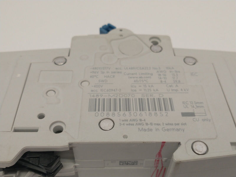 Allen Bradley 1489-M2D070 Ser. D Miniature Circuit Breaker 7A - Maverick Industrial Sales