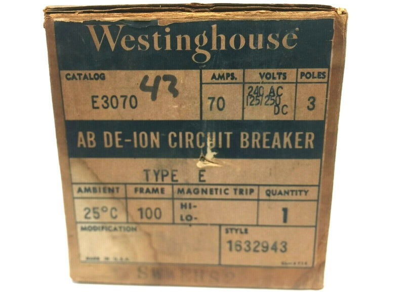 Westinghouse E3070 Circuit Breaker 70A 240V - Maverick Industrial Sales