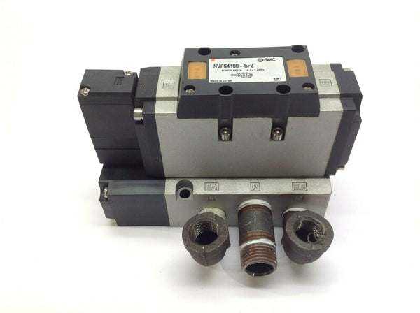 SMC NVFS4100-5FZ Solenoid Valve W/ Manifold Sub Base & Piping - Maverick Industrial Sales