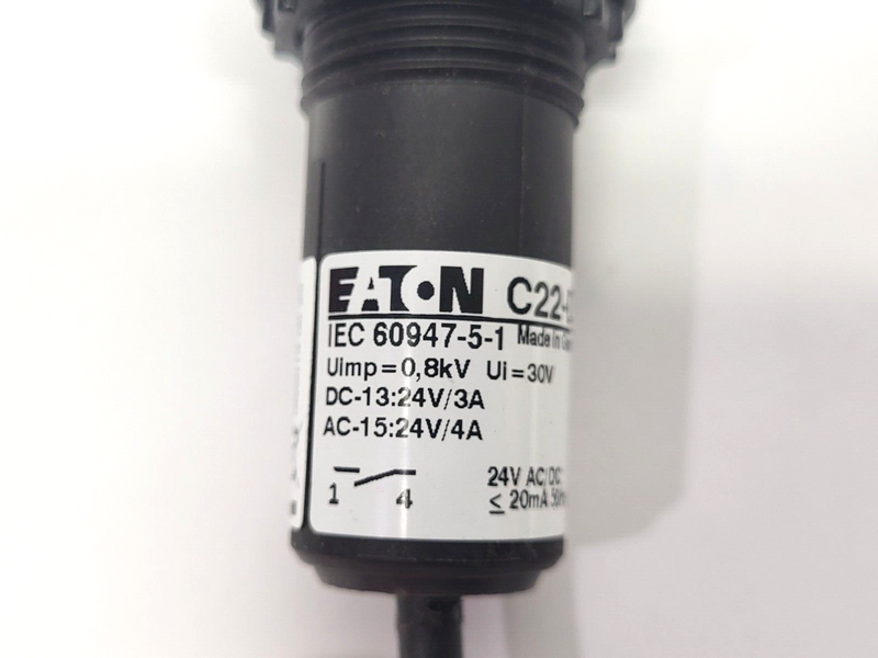 Eaton C22-DL-G-K10-24-P31 Compact Illuminated Pushbutton M9 Connector 24VDC - Maverick Industrial Sales