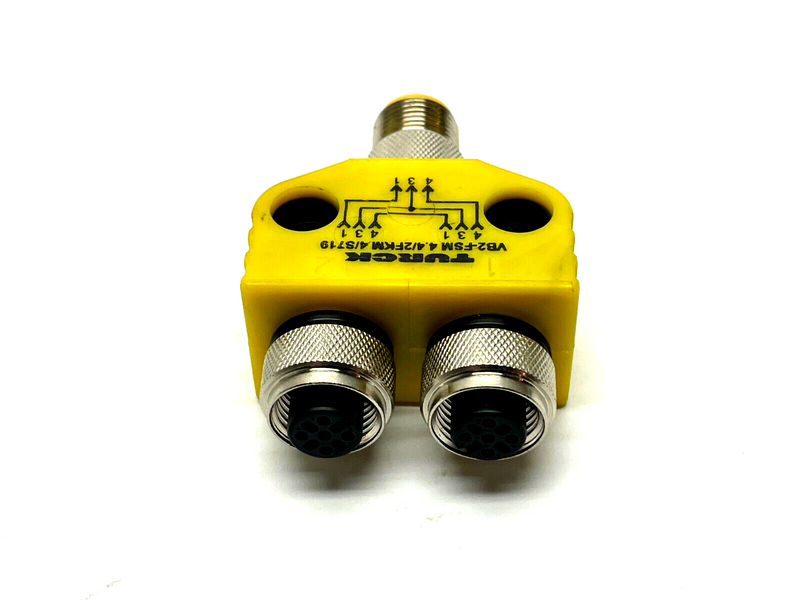 Turck VB2-FSM 4.4/2FKM 4/S719 Conector Splitter M12 Female to M12 Male U0100-1 - Maverick Industrial Sales