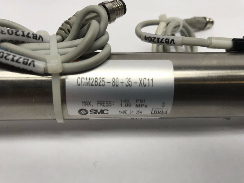 SMC CDM2B25-80+35-XC11 Pneumatic Cylinder Assembly w/ D-M9N Switches - Maverick Industrial Sales