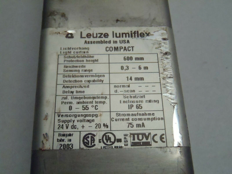 Leuze Lumiflex CT14-600-SS Safety Light Curtain Transmitter Stainless 561106 - Maverick Industrial Sales