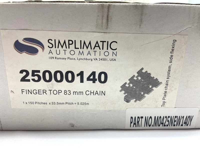 Simplimatic Automation 25000140 Finger Top 83mm Conveyor Chain, 5.025m - Maverick Industrial Sales