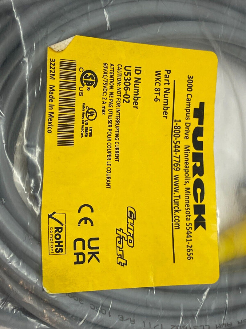 Turck WKC 8T-6 Eurofast Single Ended Cordset U5306-02 - Maverick Industrial Sales