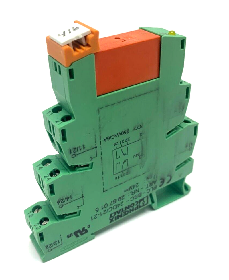 Phoenix Contact PLC-BSC-24DC/21-21 Relay Base 2967015 w/ Schrack RTE25024 Relay - Maverick Industrial Sales