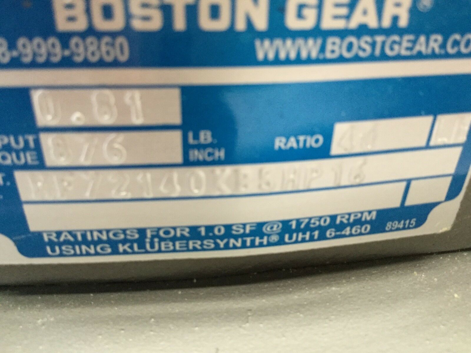 Boston Gear HF72140KB5HP16 Speed Reducer 40:1 0.81 Input HP 876 Output Torque - Maverick Industrial Sales