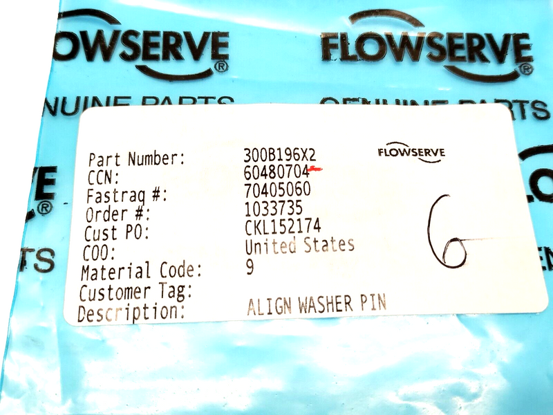 Flowserve 300B196X2 Align Washer Pins 60480704 LOT OF 6 - Maverick Industrial Sales