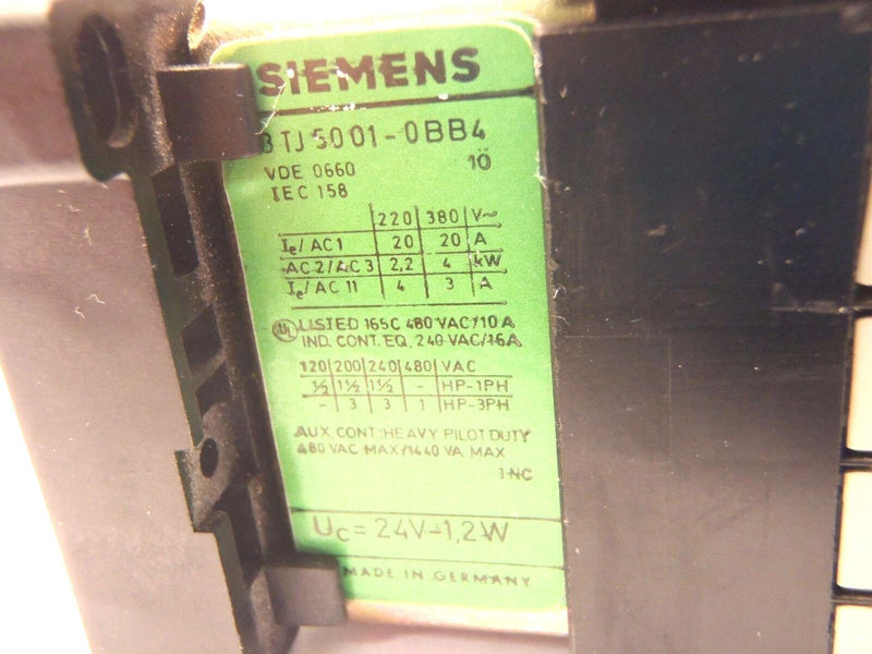 Siemens 3TJ5001-0BB4 Auxiliary Contactor Block Relay 01E 24V - Maverick Industrial Sales