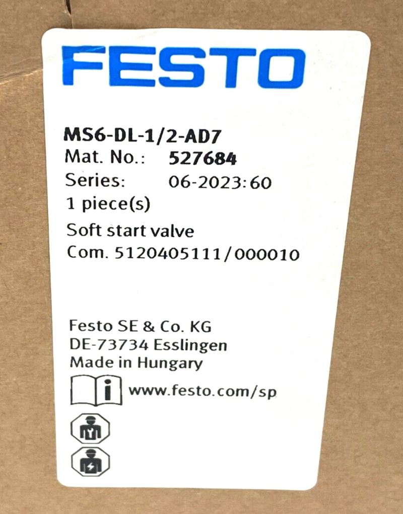 Festo MS6-DL-1/2-AD7 Soft Start Valve 527684 - Maverick Industrial Sales