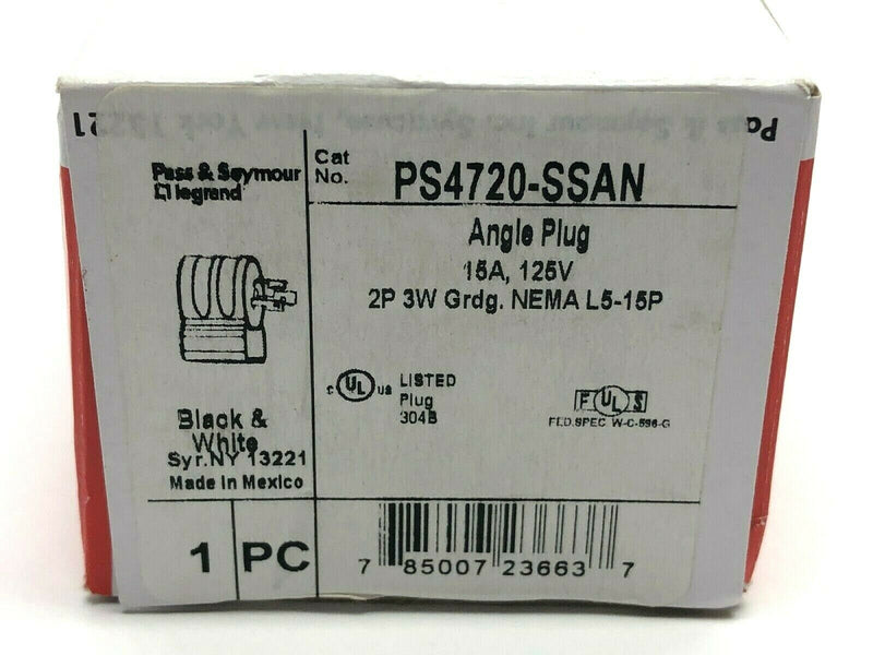 Legrand Pass & Seymour PS4720-SSAN Angle Plug 15A 125V - Maverick Industrial Sales