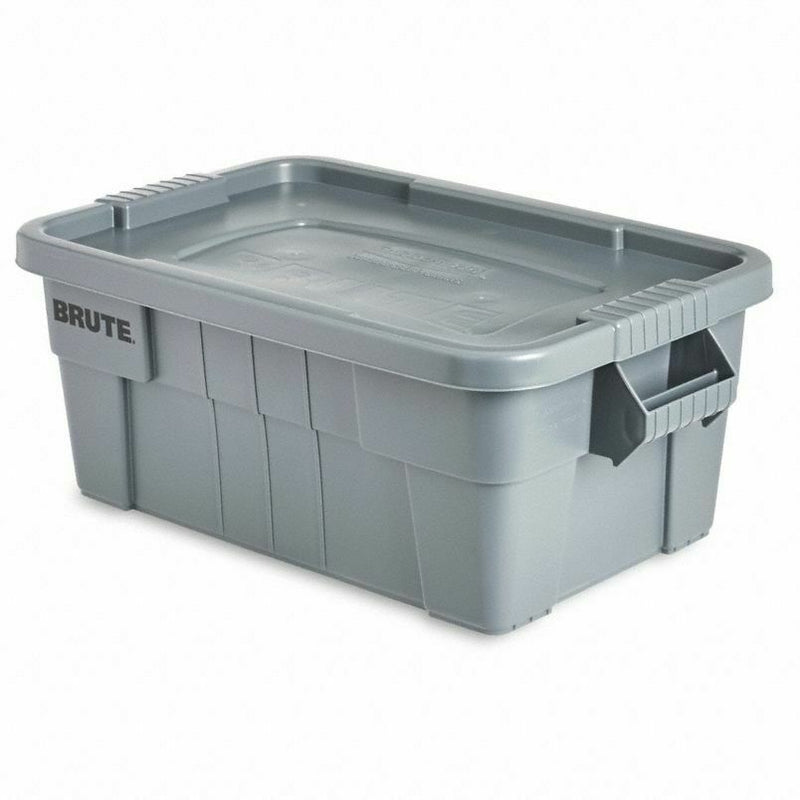 Rubbermaid FG9S3000GRAY BRUTE 14 Gallon Storage Tote w/ Lid GRAY LOT OF 6 - Maverick Industrial Sales