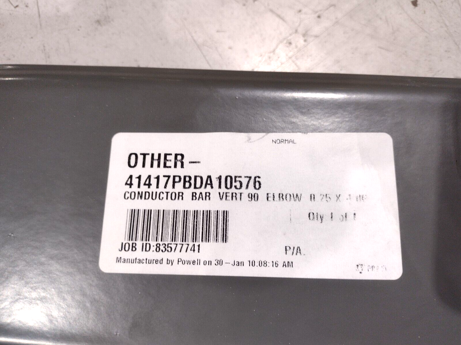 Powell 41417PBDA10576 Conductor Bar Vert 90 Elbow 0.25 x 4.00 inch Bus Bar - Maverick Industrial Sales