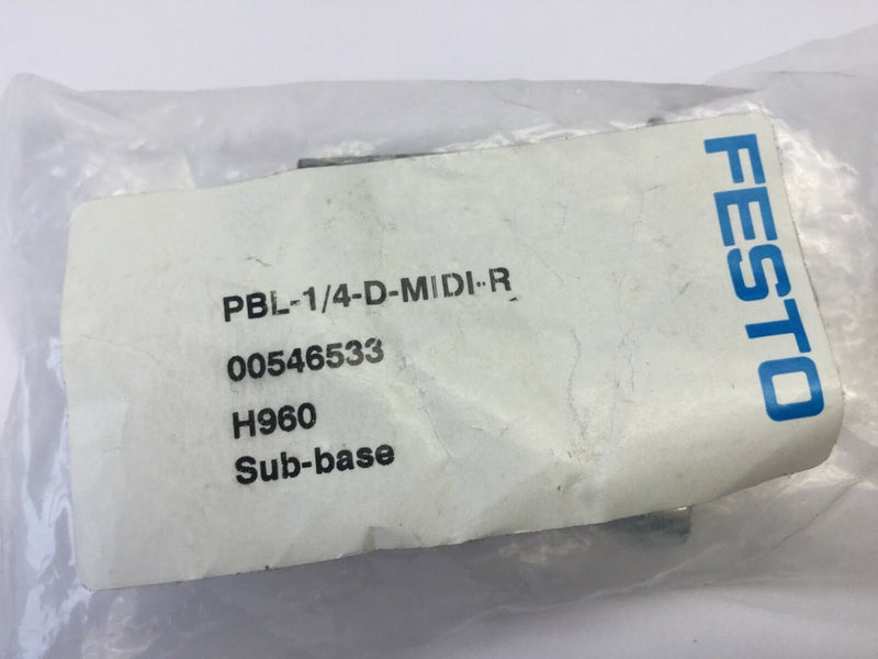 Festo PBL-1/4-D-MIDI-R Sub Base H960 546533 - Maverick Industrial Sales