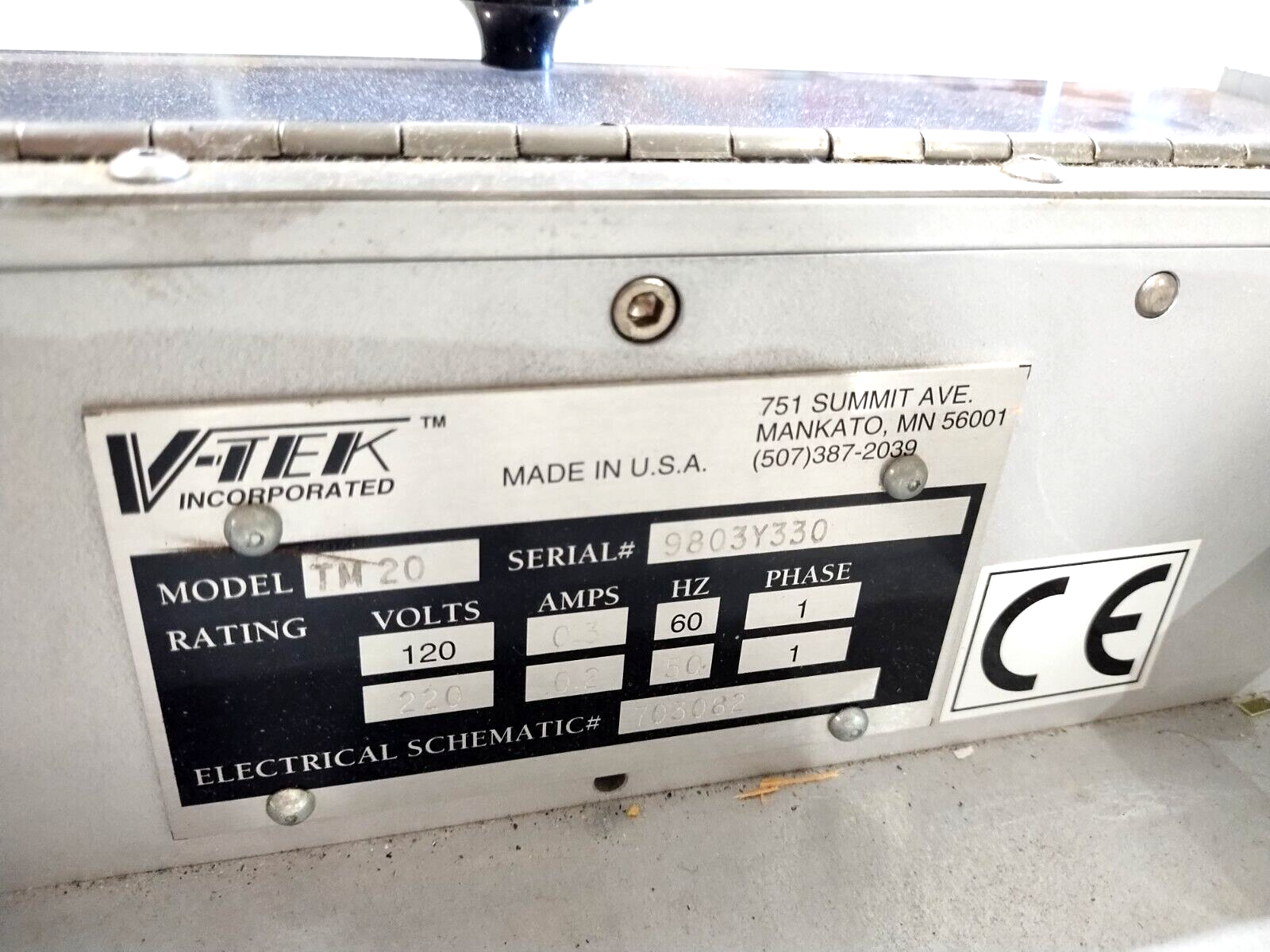 V-TEK TM20 Electronic Taping Machine & Controller 120V 0.3A 1PH - Maverick Industrial Sales