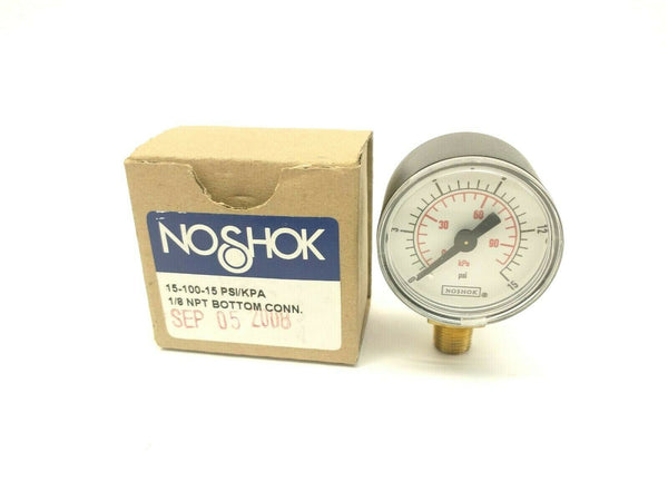 Noshok 15-100-15 Psi/kPa 1/8 NPT Male Bottom Connection Pressure Gauge - Maverick Industrial Sales