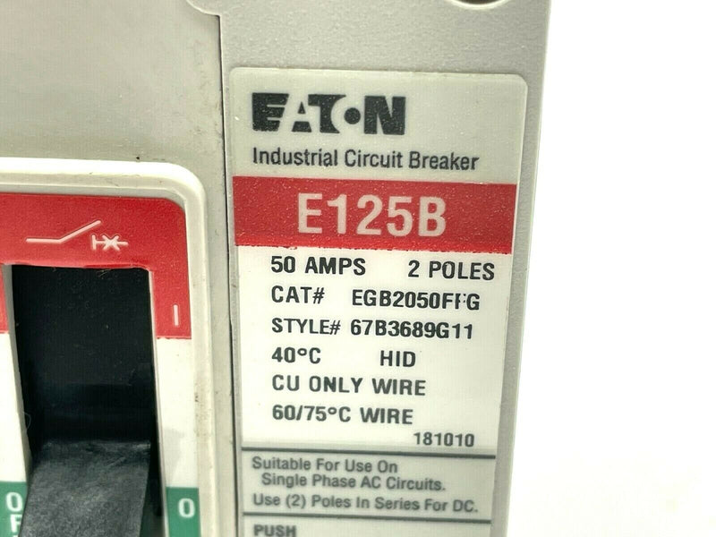 Eaton EGB2050FFG Industrial Circuit Breaker 50A 2-Pole - Maverick Industrial Sales