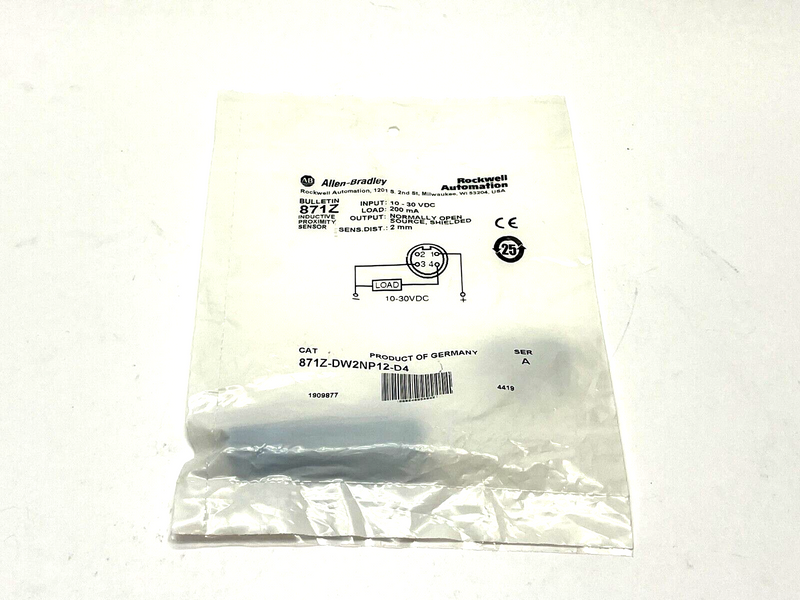 Allen Bradley 871Z-DW2NP12-D4 Ser. A Inductive Sensor 12mm - Maverick Industrial Sales