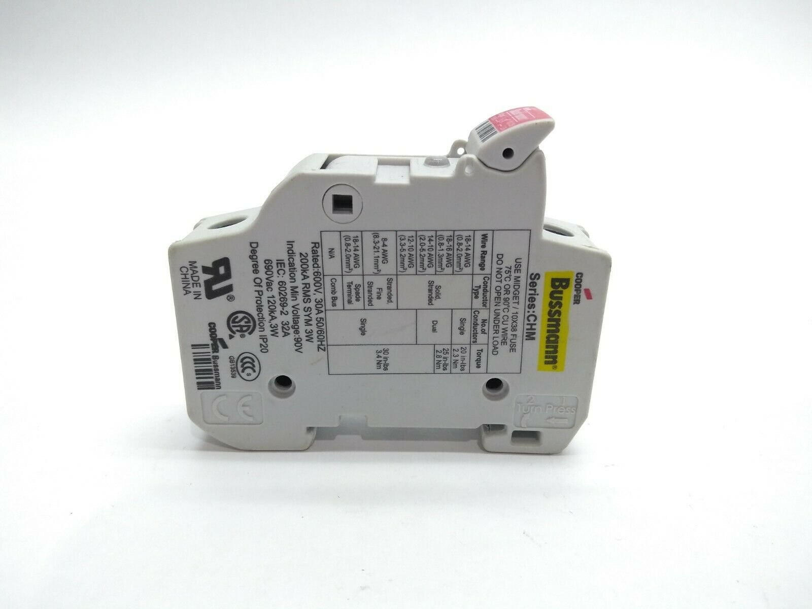 Cooper Bussmann CHM1DIU 32A Fuseholder Rail Mount - Maverick Industrial Sales