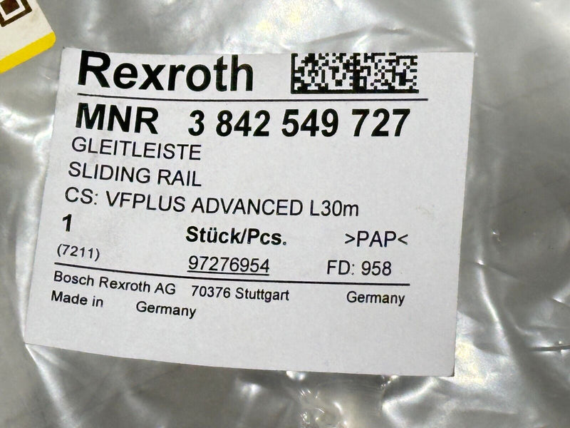 Bosch Rexroth 3842549727 Sliding Rail VFPLUS Advanced 30m - Maverick Industrial Sales