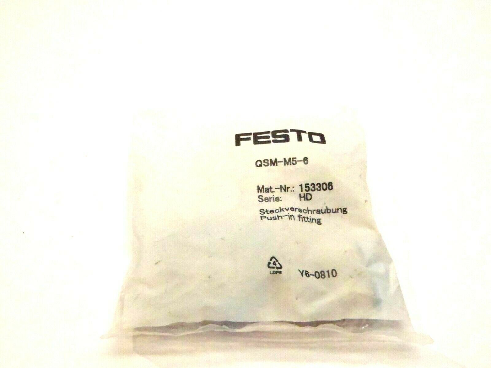 Bag of 10 Festo QSM-M-6 153306 Push In Fittings M6 Thread 6mm OD Tube - Maverick Industrial Sales