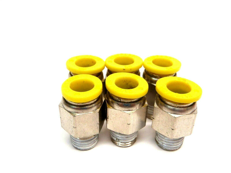 Lot of 6 Clippard PQ-MC12Z 3/8 OD Stainless Push Quick 1/2 NPT Male Fittings - Maverick Industrial Sales