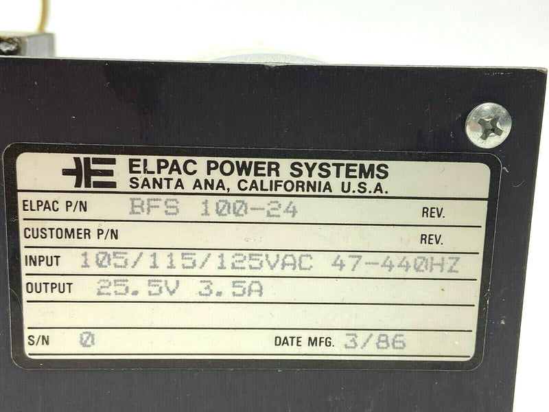 Elpac BFS 100-24 Power Supply 25.5VDC 3.5A - Maverick Industrial Sales