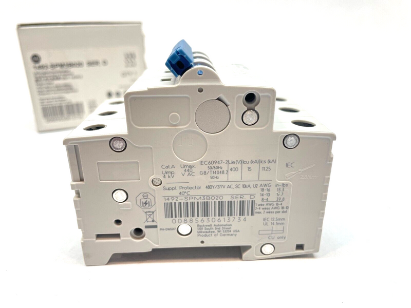 Allen Bradley 1492-SPM3B020 Ser. D Circuit Breaker, Supplementary Protector, 2A - Maverick Industrial Sales