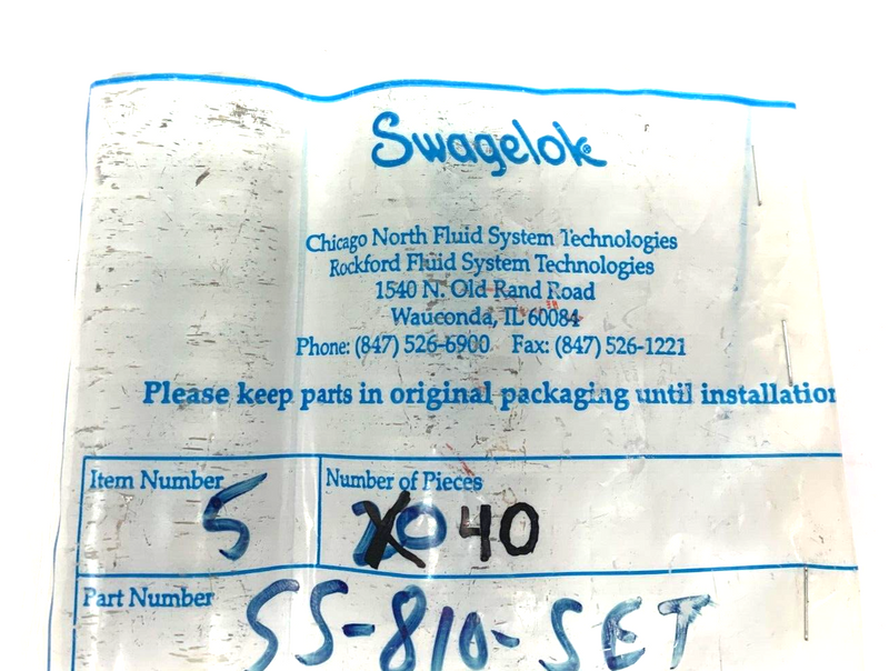 Swagelok SS-810-SET Stainless Steel Ferrule Set FOUR SLEEVES OF 10 - Maverick Industrial Sales