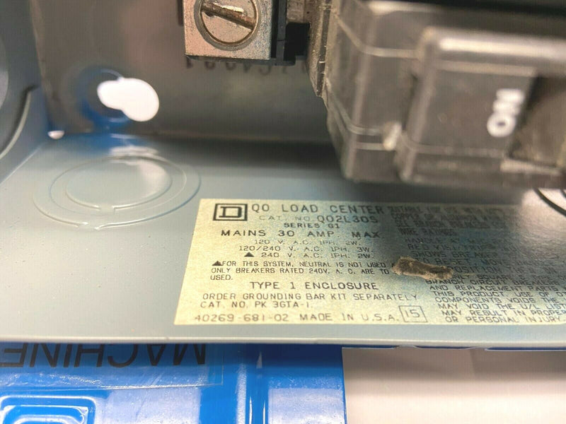 Square D Q02L30S Blue Enclosure Load Center w/ 2x 10A Amp Circuit Breakers - Maverick Industrial Sales