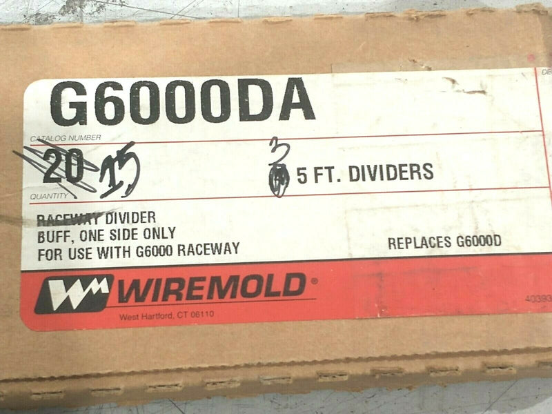 Wiremold G6000DA Raceway Divider Fitting Buff/Tan 6000 Series LOT OF 15 FT - Maverick Industrial Sales