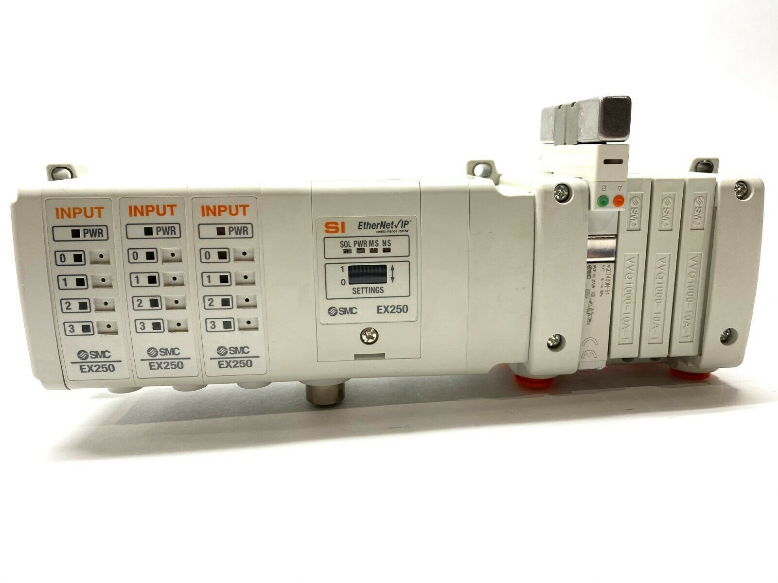 SMC VV5QC11-04N3SDZENN33 Manifold w/ Ethernet/IP SI Unit Modules 4-Port - Maverick Industrial Sales