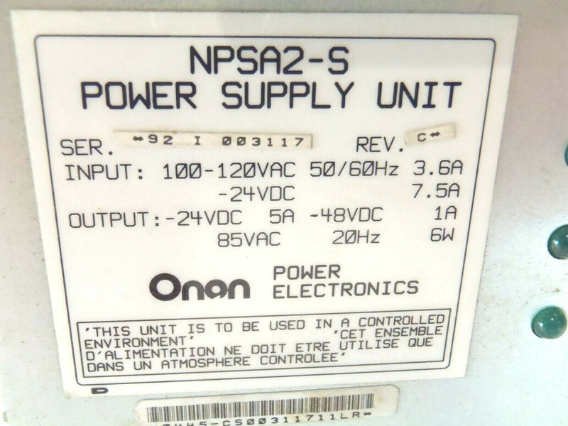 Toshiba NPSA2-S Onan Power Supply Unit 1A 24VDC-48VDC Output - Maverick Industrial Sales