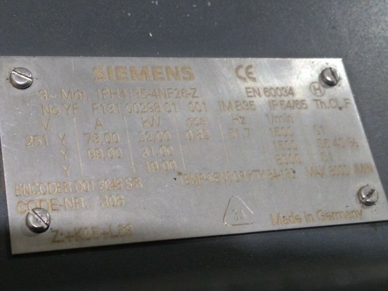 Siemens 1PH4135-4NF26-Z Simodrive Spindle Motor - Maverick Industrial Sales