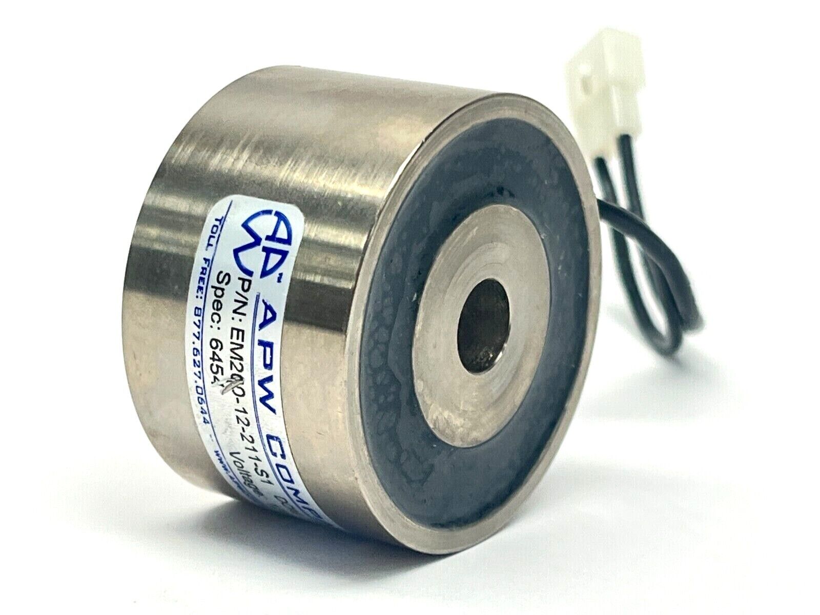 APW Company EM200-12-211-S1 Round Electromagnet 2" Diameter 120lb Holding 12VDC - Maverick Industrial Sales
