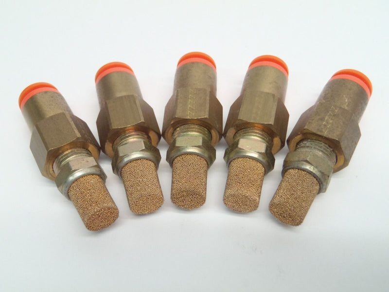 Muffler Filter Silencer Brass Sintered Bronze 1/4" NPT to 1/4" Tube LOT OF 5 - Maverick Industrial Sales