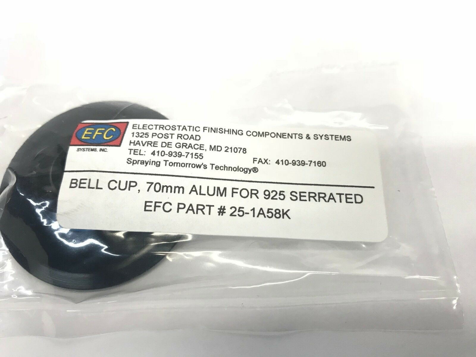EFC Electrostatic Finish Components, 70mm Bell Cup #25-1A58K, Robot Sprayer - Maverick Industrial Sales