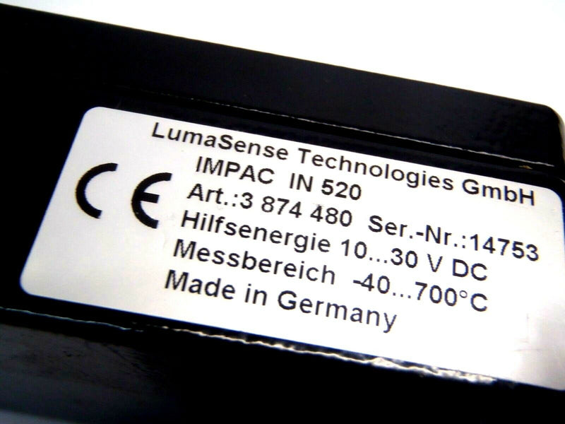 LumaSense 3 874 480 Impac Digital Pyrometer IN 520 10-30VDC 8-14 µm LCD - Maverick Industrial Sales