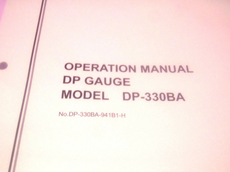 Cosmo Instruments Operation Manual for DP-330BA Digital Gauge Manometer - Maverick Industrial Sales