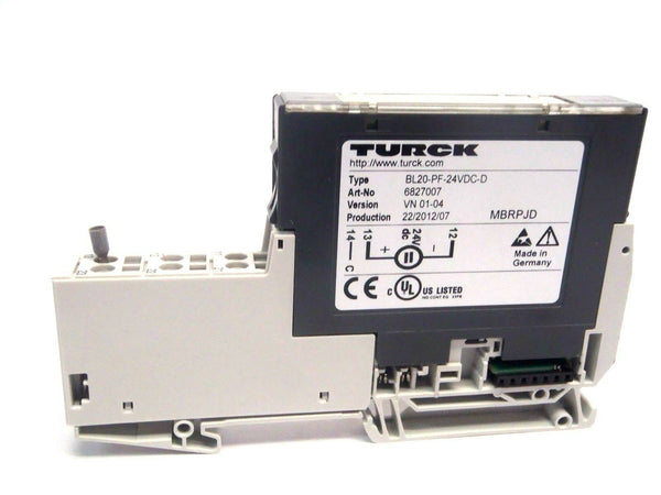 Turck BL20PF-24VDC-D Electronic Power Feeding Module w/ Terminal Block Din Rail - Maverick Industrial Sales